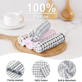Kitinjoy Cotton 8 Pack Terry Kitchen Dish Cloths, 12 x 12 Inches Super Soft and Absorbent Dish Rags, Quick Drying Dish Towels for Washing Dishes, Grey