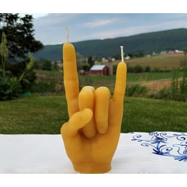 Rock On Beeswax Candle/Concert Hand Gesture/Rock Band/Music/All Natural Bees Wax Candles / 2 Fingers/Musical Guitar/Drums/Bass