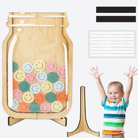 MOTIBACK Magnetic Reward Jar(42PCS Smiley)，Smiley Faces Jar with Colorful Letter Stickers, Ideal for Classroom Reward System, Home Chore Chart, Positive Behavior Training