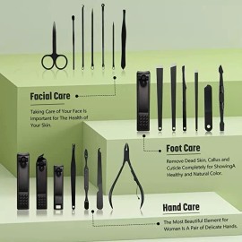 Umeinac Tech Kit Corta Uñas Tijeras Lima Manicure Pedicure 21pc Estuche