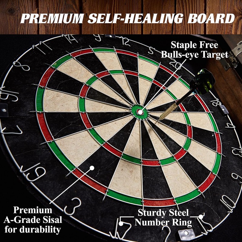 Barrington Bellevue Wood Dartboard Cabinet with 18-Inch Bristle Dartboard and
