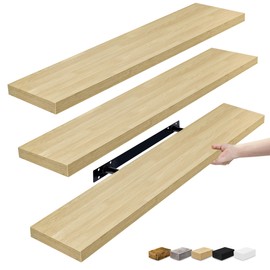 Sorbus Floating Shelves for Wall - 35 Inch Long Bathroom Shelves, Wall Decor for Bedroom, Kitchen, Living Room & Book Storage - Mounted Floating Shelf with Invisible Brackets (Maple Wood, 3 Pack)