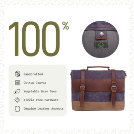 TSD Brand Fountain Valley Waxed Canvas Briefcase Messenger Bag Tote (Grey)