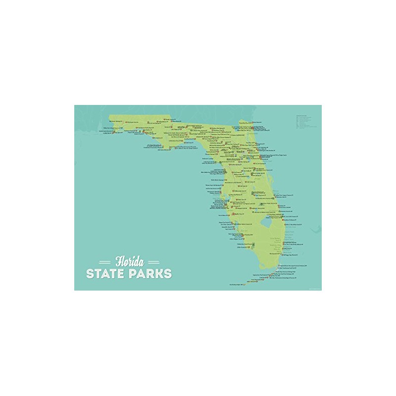Best Maps Ever Florida State Parks Checklist Map 18x24 Poster