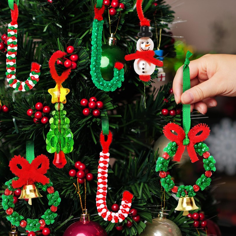 AWHETIE Christmas Crafts for Adults,40 Sets Beaded Ornament Kit,Including 20