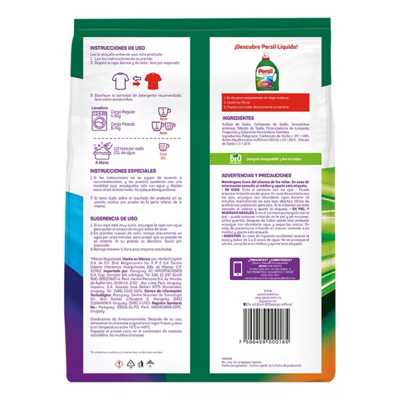 Persil detergente en polvo colores vivos 4.5kg
