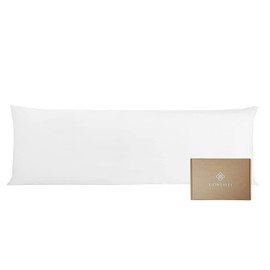 Bioweaves 100% Organic Cotton Percale Weave Body Pillow Cover with Zipper – Crisp, Soft & Naturally Cooling, 300 Thread Count GOTS Certified Body Pillow Pillowcase – 21” x 54”, White
