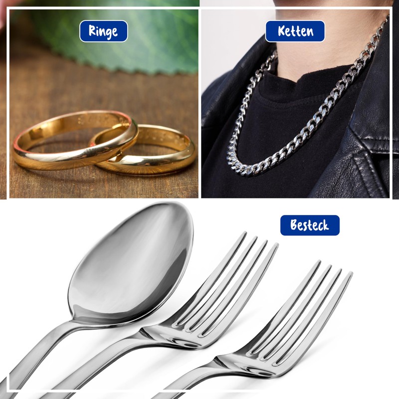 Poliboy various cleaning and care products for silver products, including