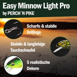Wobblers Set of 5 for Trout & Bass, 5.5 cm, Artificial Bait Set for Spin Fishing, Minnow Bait Sinking for Freshwater, Ultra Light 4.4 g, 5.5 cm in Various Decorations, Trout Bait (Set-3)