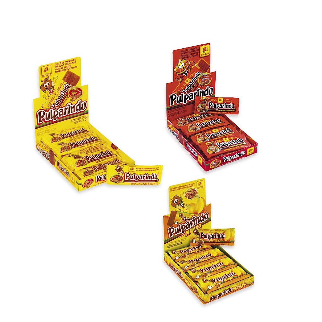 Pulparindo Tamarind Pulp Candy 3-Box Variety Bundle includes Original, Xhot and Mango (60 ct)