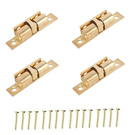 Merriway BH04774 (4 Pcs) Solid Brass Double Ball Roller Cupboard Cabinet Door Catch, 42 mm (1.5/8 inch) - Pack of 4 Pieces
