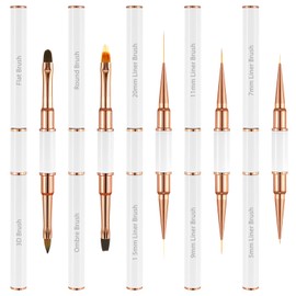 Nail Art Brush Set 5Pcs Double Ended Nail Art Liner Brushes Gel Polish NailArt Design Pens Professional Dotting Pen Painting Tools for Salon Home DIY Manicure