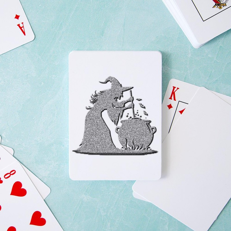CafePress Silver Glittery Witch Standard Size Playing Cards