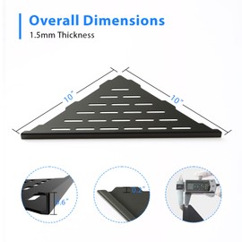 POPFLY 10 Inch Corner Shower Shelf 2 Pack, 304 Stainless Steel Matte Black, No Drilling Recessed Bathroom Shelves for Tiled Wall, Heavy Duty Floating Shower Organizer with Slot Design, PF7501B