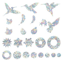 FENGCHUANG 46 PCS Anti Bird Fall Window Stickers, Window Bird Stickers, Hummingbird Anti Collision Bird Strike Window Stickers, Protection and Save Birds Stop Birds Flying into Windows (Reflection)