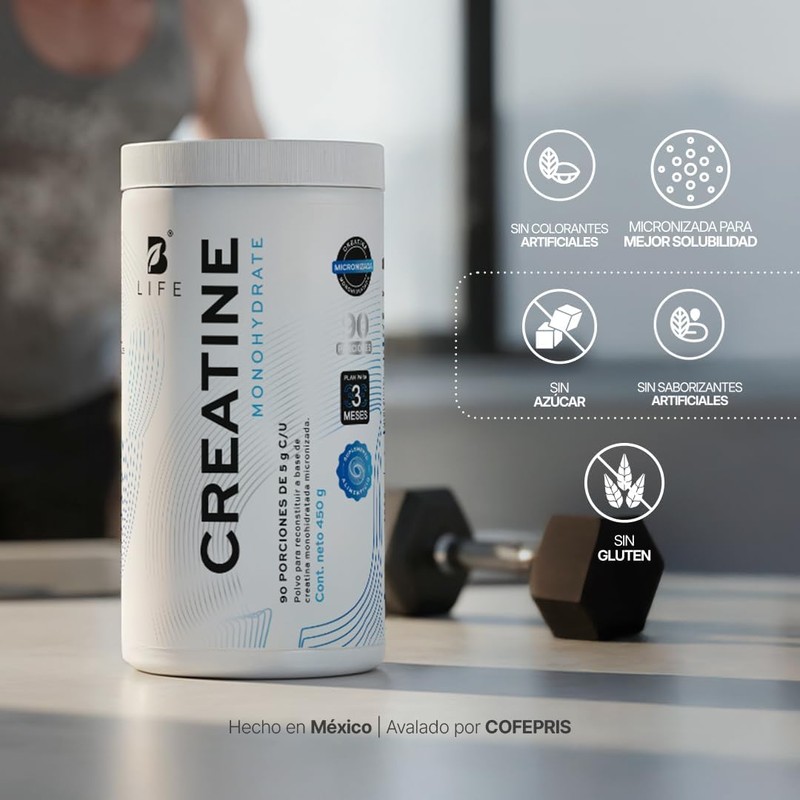 B Life Creatina Monohidratada 450 g en polvo 90 Servicios