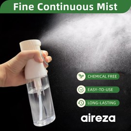 aireza Continuous Spray Bottle – Patented Superior Ultra-Fine Mist Sprayer for Hair Styling, Plants & Cleaning, Durable 360° Leak-Proof BPA-Free Refillable Mister, White 300 ml / 10 oz