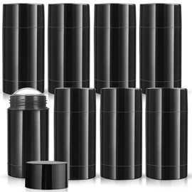 8 Pack 75ml/2.5oz Plastic Deodorant Containers Empty Twist Up Filling Stick Tube Bottom-Fill Deodorant Bottles for DIY Cosmetic Lotion Bar Sunscreen Lip Balm Crayon - Black
