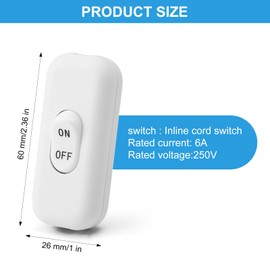 APOMOONS Inline Cord Switch 2 Pcs Torpedo Switch 2 or 3 Core Double Pole Switching Inline 6A 250V ON OFF for Desk Lamp Light Small Appliance Repair Replacement