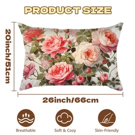GABraden 1Pack Microfiber Pillow Case,Floral Print Pattern Pillow Cover with Hidden Zipper,Soft Breathable,Standard Size 20"X 26" Pillow case (13-Flower)