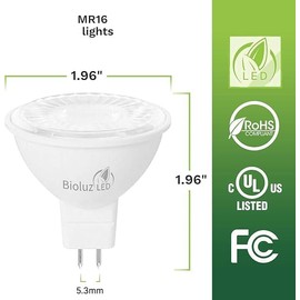Bioluz LED Light Bulb - MR16 LED Bulb, 7W LED Light - 10 Pack 50W Halogen Replacement Non-Dimmable 3000K 12V AC/DC UL Listed Light Bulbs, LED Lights for Bedroom, Home Decor, Energy Efficient Lighting