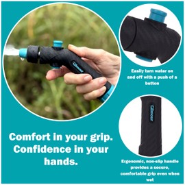 Gilmour Adjustable Button Control Hose Nozzle, Graphite Metal, Swivel Connect, Leak-Free Trigger, Ergonomic Grip, Jet-to-Rinse Spray Head