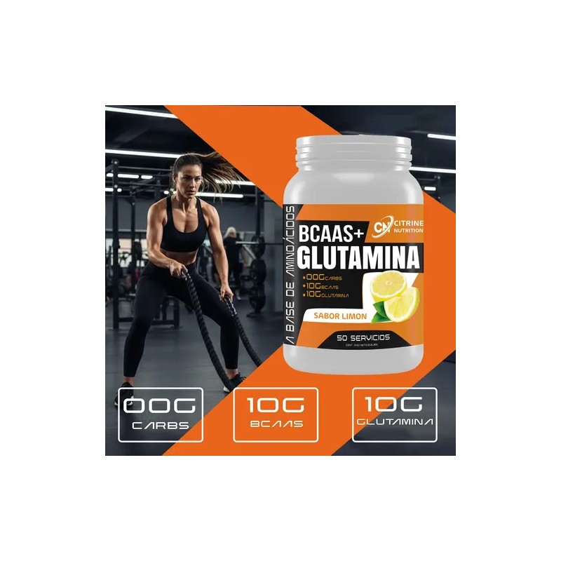 Suplemento Bcaas Glutamina 1kg Citrine Nutrition 50servis