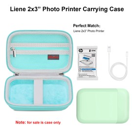 Elonbo Carrying Case for Liene 2x3” Photo Printer, Portable Instant Printer Travel Holder, Mini Picture Printer Bag. Mesh Pocket Fits Photo Paper, Cable. Green