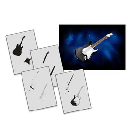 UMR-Design AS-266 Guitar Airbrushstencil Step by Step Size S