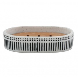 Spirella Soap Dish Polyresin & Bamboo Yuma Black & White