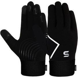 Running Sports Gloves for Kids Cycling Boys Winter Touch Screen Thermal Kids Girls Windproof Non-Slip Warm Cycling Riding Football Age 4-12 (XS (4-6 Years), Black)