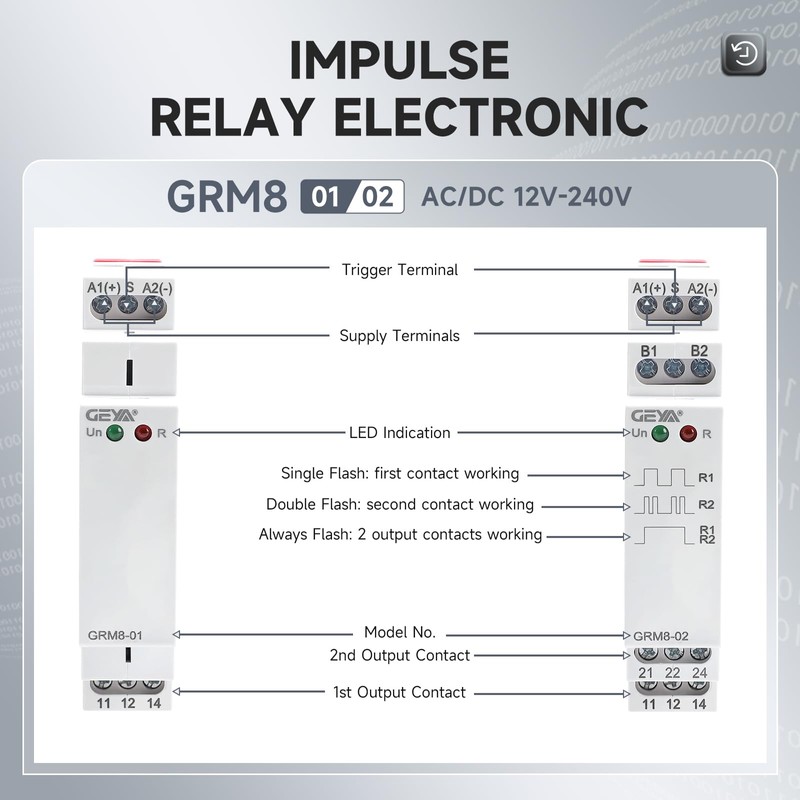 GRM8-02 Electronic Latching Relay, IGEYAPA 16amp Memory Relay Multi-Point Control