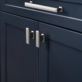 FURNIWARE Pack of 10 Cabinet Handles, Furniture Handles, 96 mm Hole Spacing, Brushed Nickel, Silver Kitchen Handles, Drawer Handles, Zinc Alloy Furniture Handles for Kitchen Cabinets, Cupboards