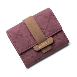 MUIIKOLA Women's RFID Blocking Purse Vegan Leather Small Women's Purse with 5 Card Slots and 1 ID Window, Cerise - S, rfid wallet