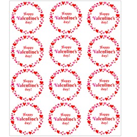 Uorybwanai Heart Stickers 72 Pcs Happy Valentine's Day Stickers Valentine Label Sticker for Wraping Adults and Kids Sealing Love Letter Envelope Decorating Boxes
