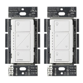 Lutron Caseta Smart Lighting - Interruptor de atenuación original, para bombillas y ventiladores, funciona con Alexa, Apple Homekit, Google Home (requiere concentrador), no requiere neutral, 150 W de