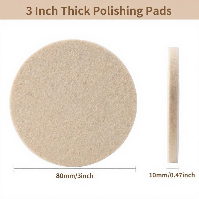 8 PCS 3 Inch Wool Felt Polishing Pad, Buffing Pads
