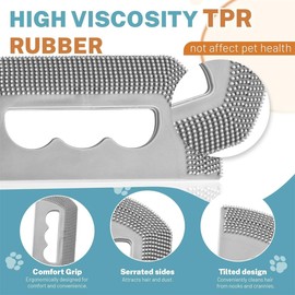 12 Pieces Pet Hair Removal Tool, Pet Hair Remover, Scraper Tool for Cat Dog, Animal Hair Remover for Furniture, Cat Hair Remover Furniture，Reusable Soft Rubber Cat Dog Hair Removal ，Gray