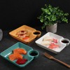 Housoutil 4PCS Dumpling Plates with Sauce Holder, Plastic Chips Dip