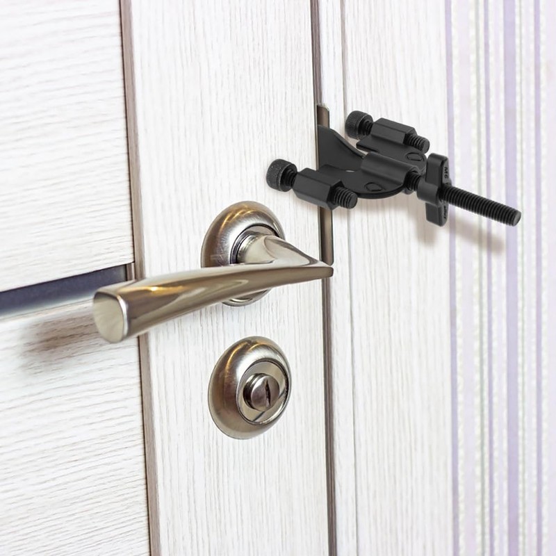 Ranjaner Portable Door Lock, Adjustable, Black, 3.82inch, Travel Lockdown Locks