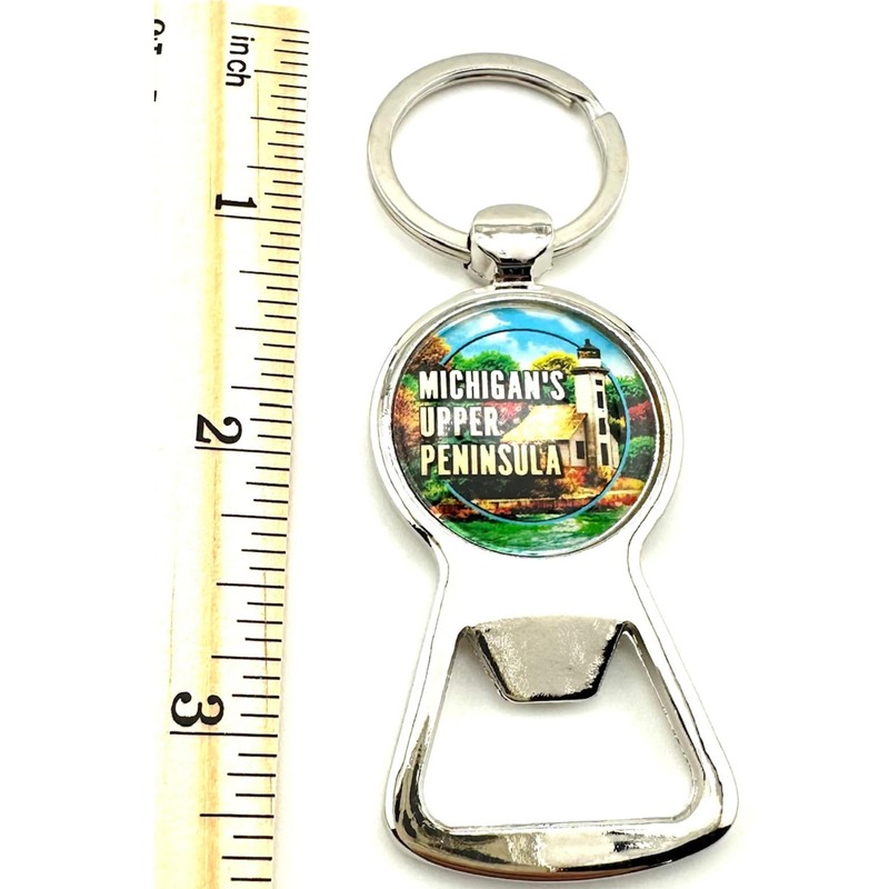 Michigan Upper Peninsula Keychain Metal Key Ring Bottle Opener with