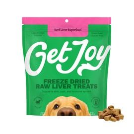Get Joy Freeze Dried 100% Beef Liver Dog Treats, 16oz | Single Ingredient Organ Meat, High Protein Raw Dog Food Topper, Snack & Training Rewards | Grain Free, Gluten Free, Filler Free