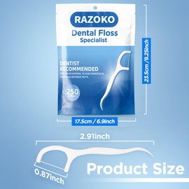 RAZOKO Dental Floss Picks High Pull Toothpicks Sticks,Professional Clean Floss Picks,Unflavored Disposable Flossers Refill Pack 500Pcs | RAZOKO