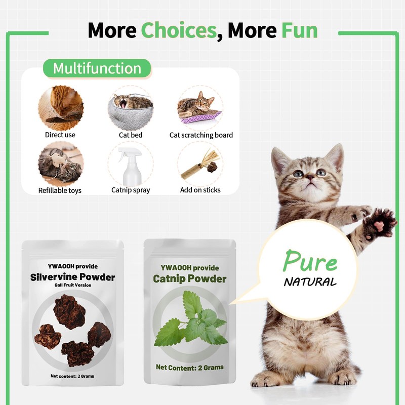 wonderflower Natural Silvervine Cat Chew Sticks, Feathered Cat Toys, 6-Piece