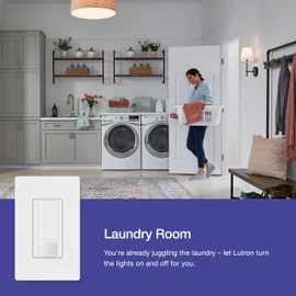 Lutron Maestro Motion Sensor Light Switch Indoor for Bathroom, Garage, Laundry Room, Any Bulbs, Occupancy Vacancy Sensor, Single-Pole, MS-OPS2-GR, Gray