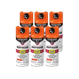 Rust-Oleum 376894-6PK Stops Rust Custom Spray 5-in-1 Spray Paint, 12 oz, Gloss Orange, 6 Pack