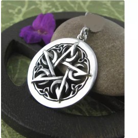 Fashion Jewelry PAGAN WITCHCRAFT WICCA PENTAGRAM Pendant on DIAMOND Cut 925 Silver 22" Necklace