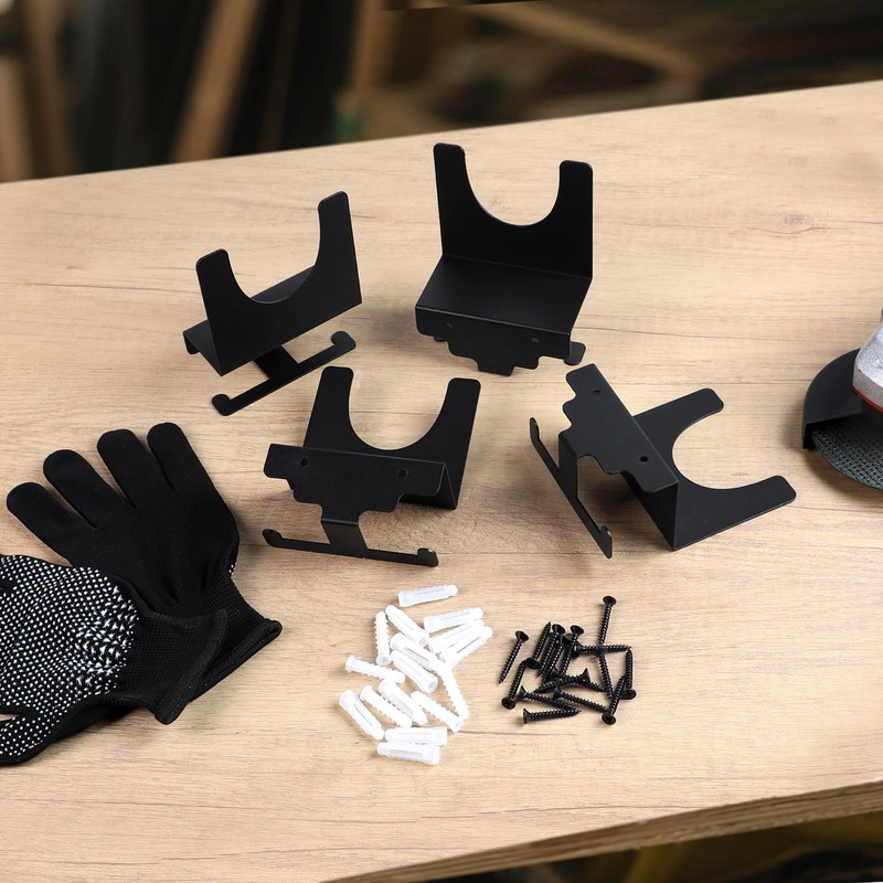 Pack of 4 Wall Mount Angle Grinder Holder with Screws,