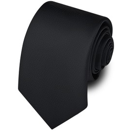 Branduce Black Ties for Men Wedding Business 63'' Extra Long Necktie Silk Woven Tie for Big and Tall Men (TA10-12)