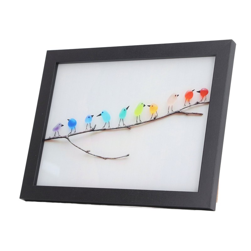 Photo Frame Black Decorative Rugged Multifunctional Sea Glass Birds Picture
